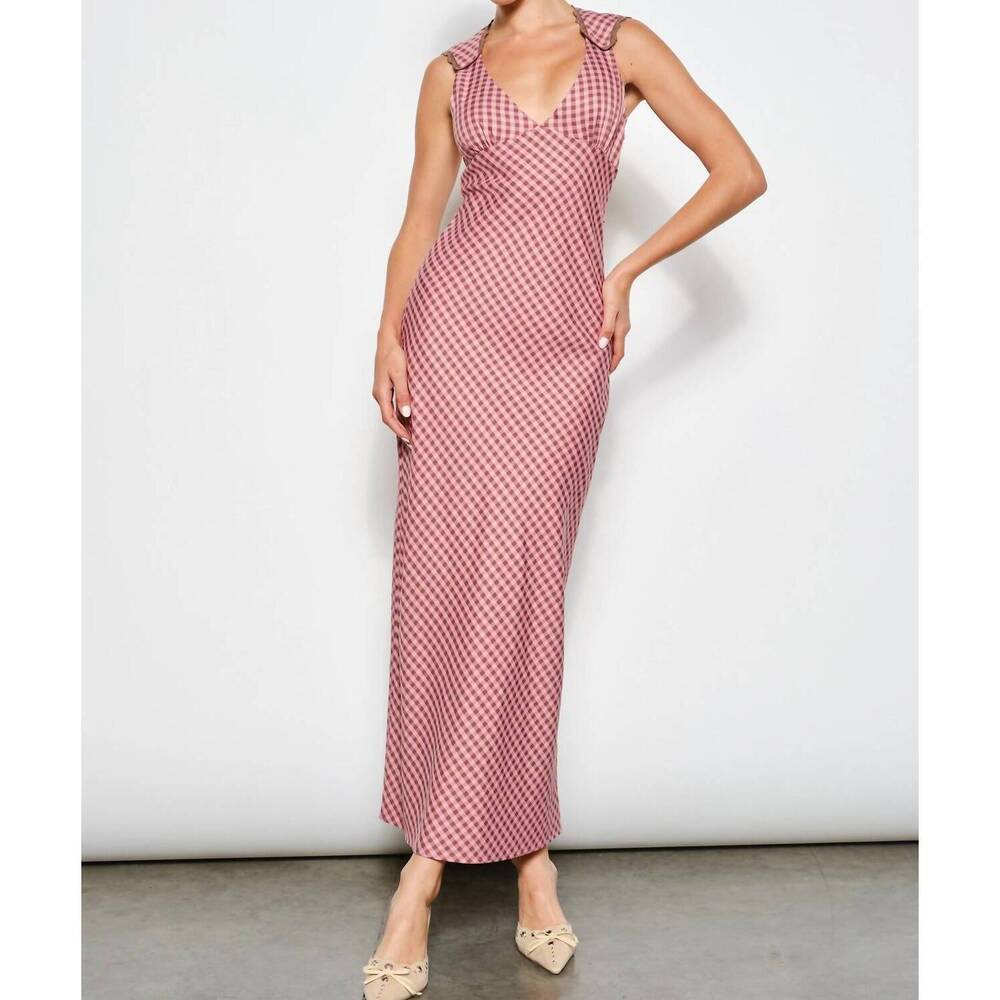 NEW PRETTY GARBAGE eyecatching maxi dress in pink gingham